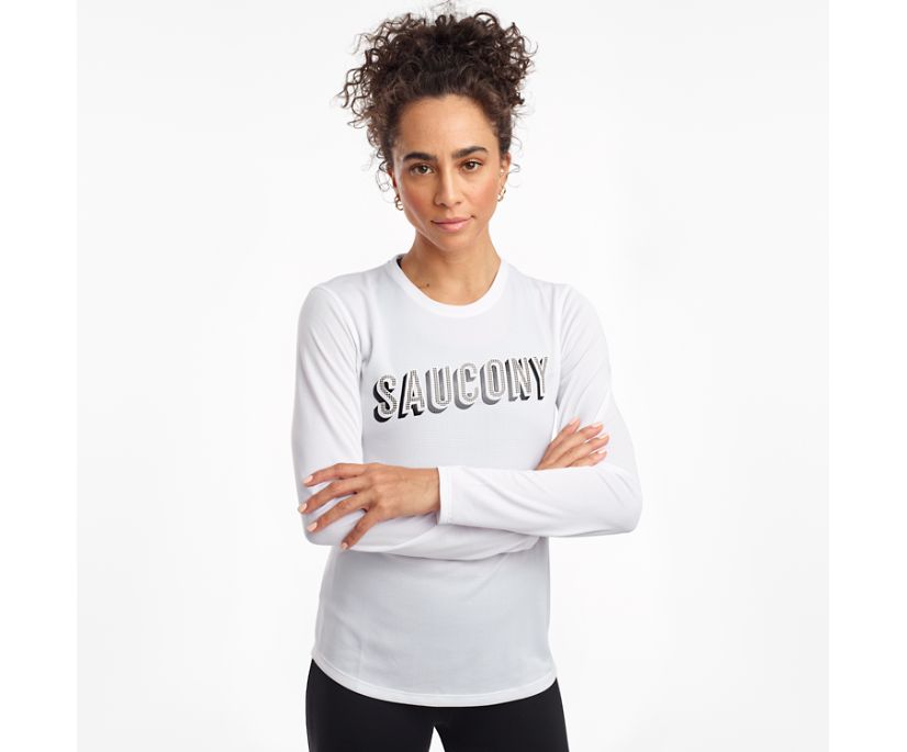 Dámské Košile Saucony Stopwatch Long Sleeve Bílé | 2735-TYIFC