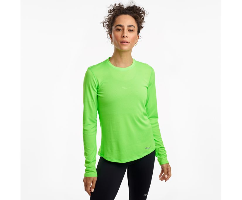 Dámské Košile Saucony Stopwatch Long Sleeve Zelene | 9352-AUOBC