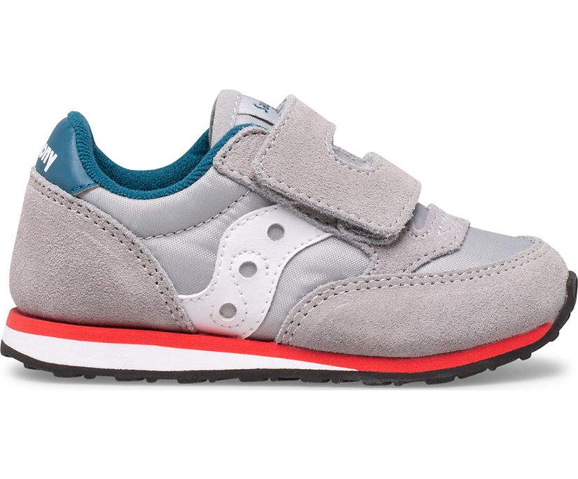 Dětské Tenisky Saucony Baby Jazz Hook & Loop Šedé Blankyt Červené | 9652-YCGUH