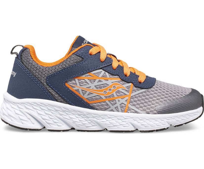 Dětské Tenisky Saucony Vítr Krajkové Šedé Oranžové Tmavě Blankyt | 3806-OACFI