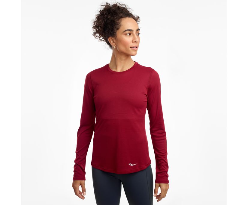 Dámské Košile Saucony Stopwatch Long Sleeve Vínové | 4791-DZKEF